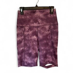 90 Degree By Reflex Women's Purple Tie-Dye High-Waist Bike Shorts